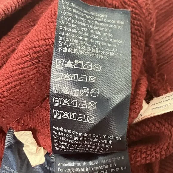 Tommy Jeans Sweatshirt Mens M Burgundy Embroidered Crest Logo Crewneck Pullover - Picture 10 of 12